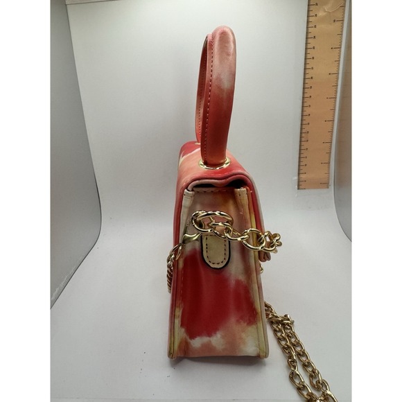 NY New York Rainbow Tie Dye Pink Rhinestone Shoulder Strap Chain Purse Handbag - Picture 2 of 11